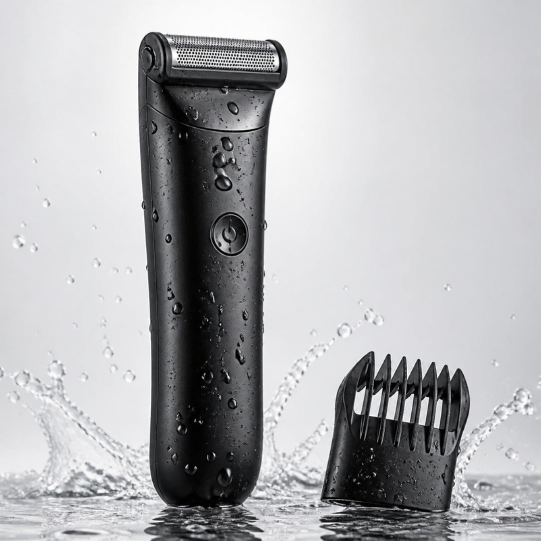 Waterproof body hair trimmer with guard comb