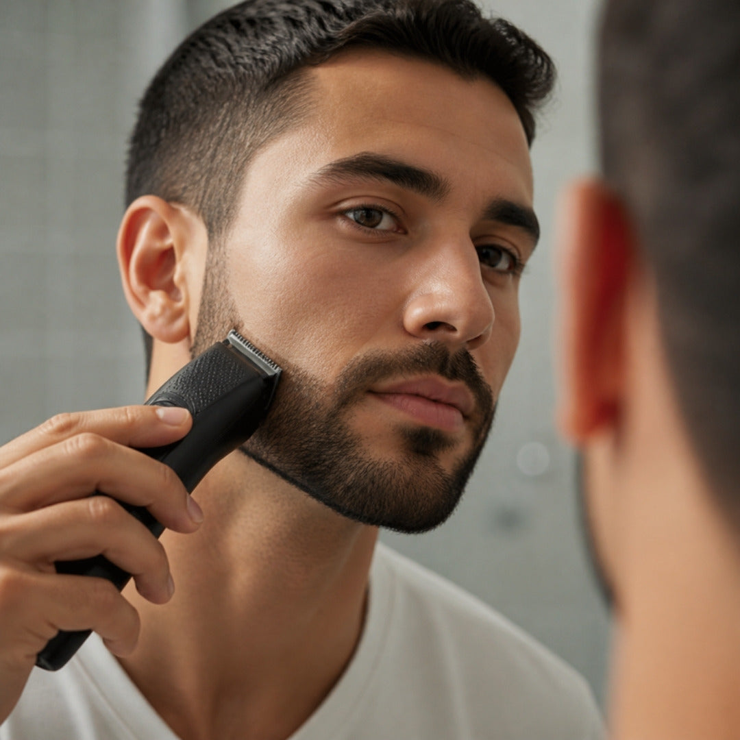 Shaping a beard line with the trimmer