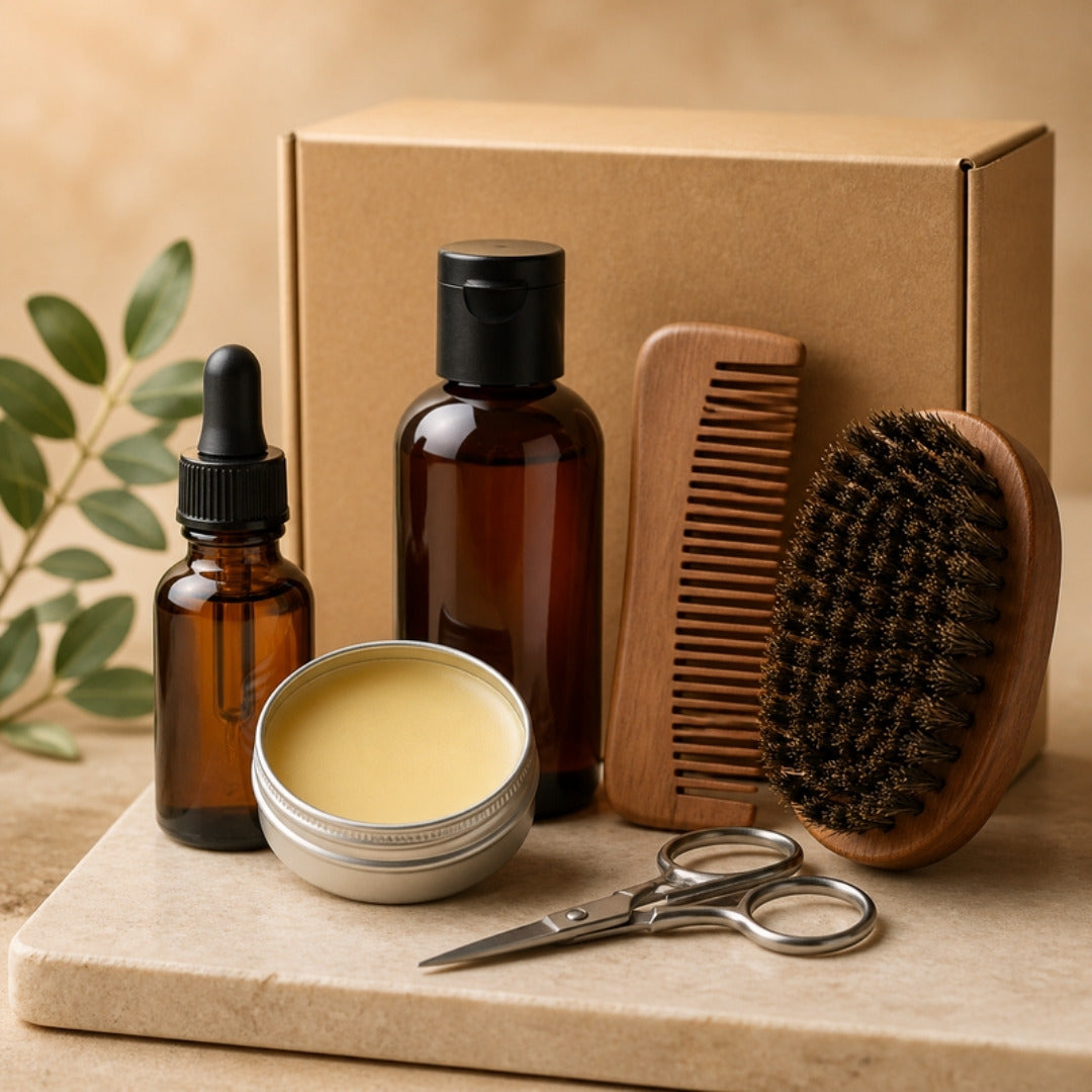6-piece beard care kit with gift box