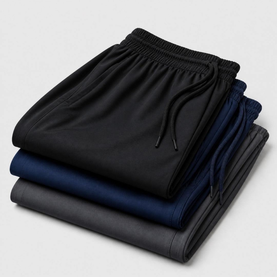 Athletic shorts 3-pack in black, navy and grey