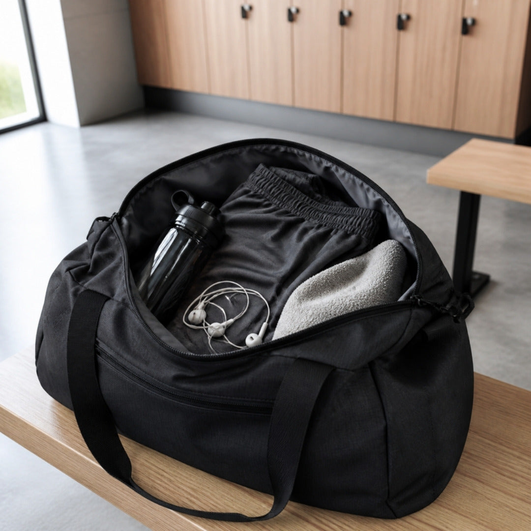 Shorts packed in a gym bag