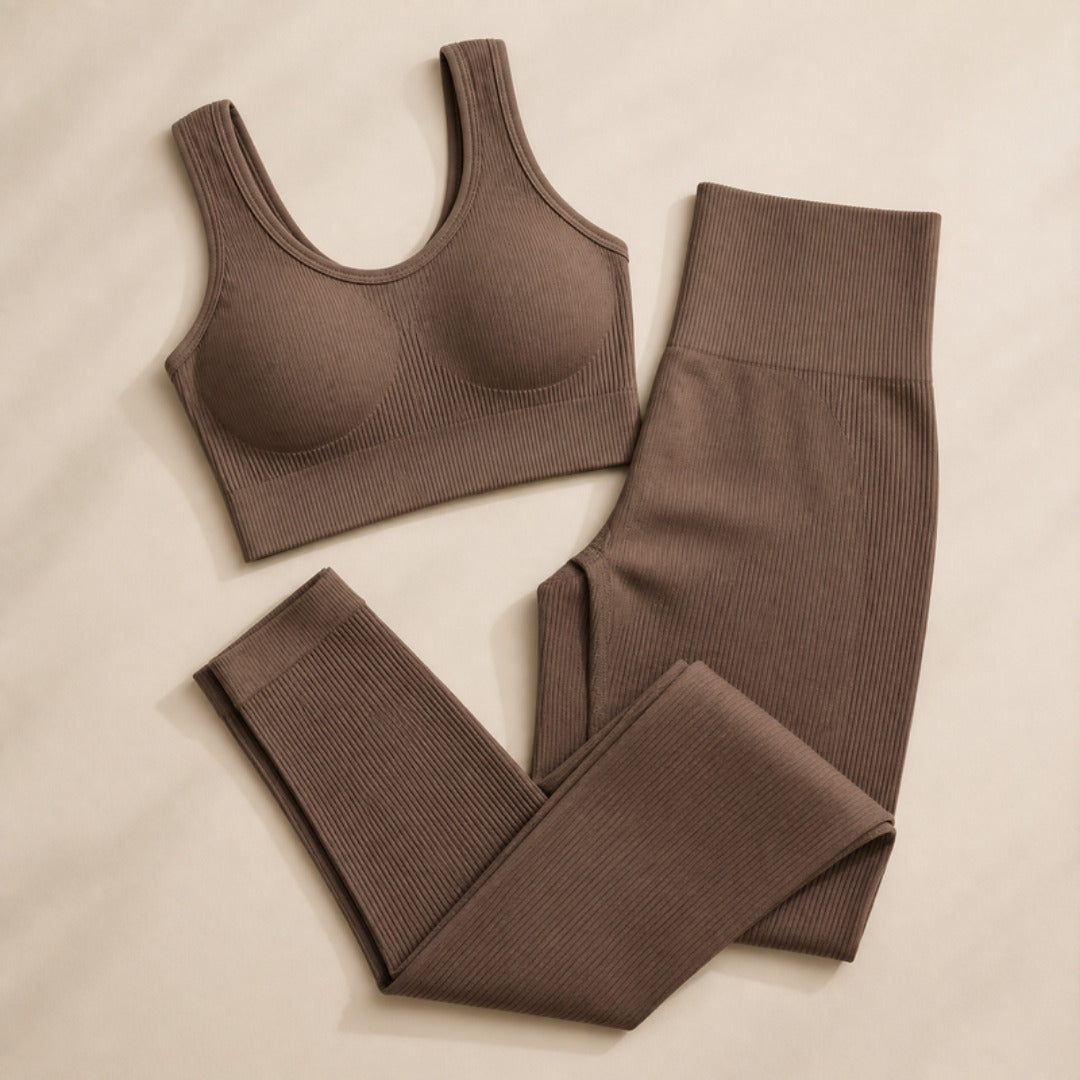Mocha seamless sports bra and leggings set