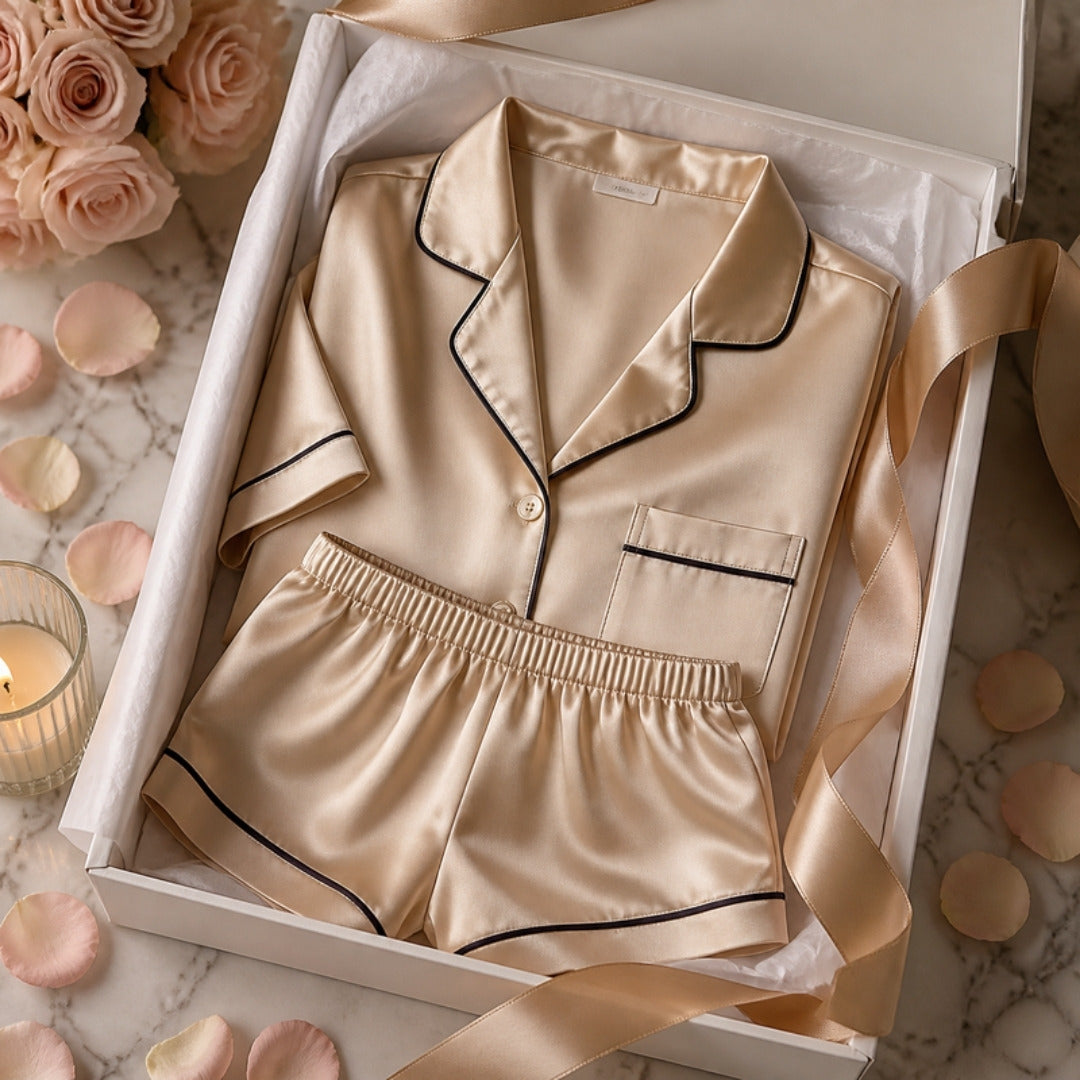 Satin pyjama set in a gift box