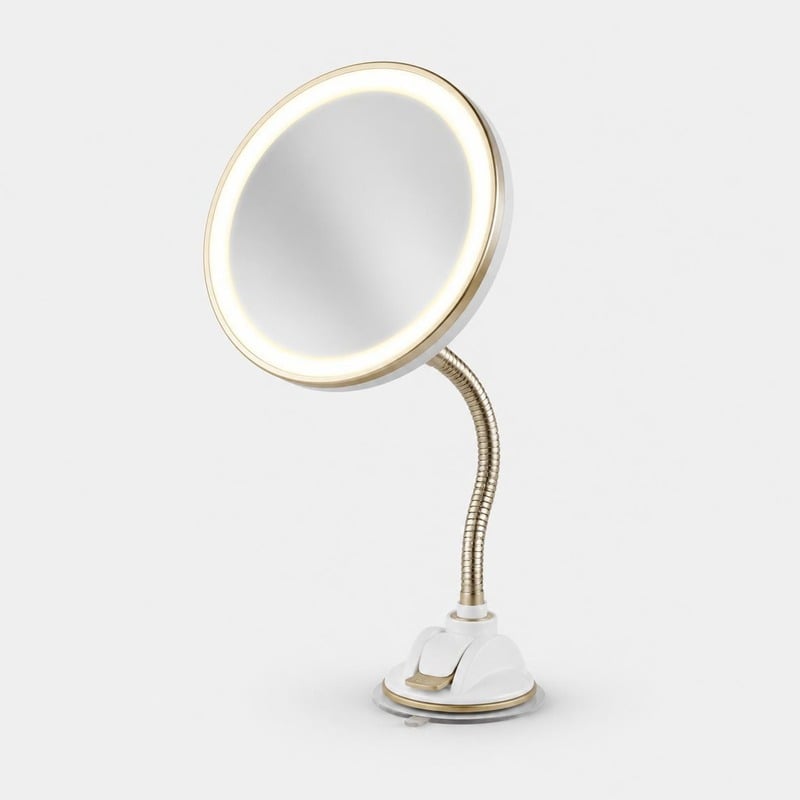 Vanigo 10X Magnifying LED Mirror on flexible arm with suction base