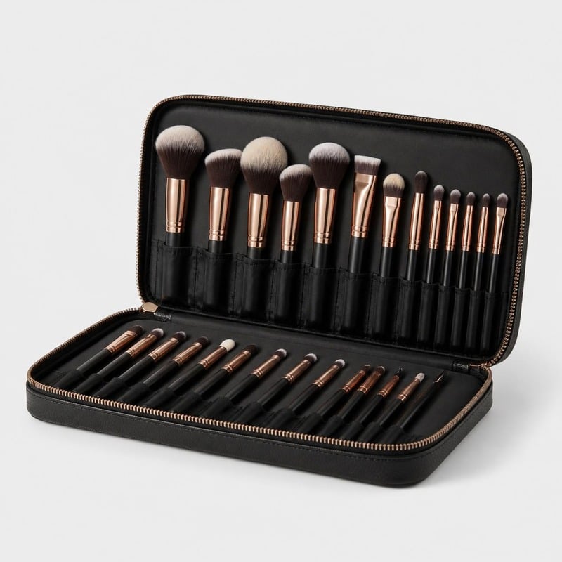 20-Piece Travel Brush Set in its zip case