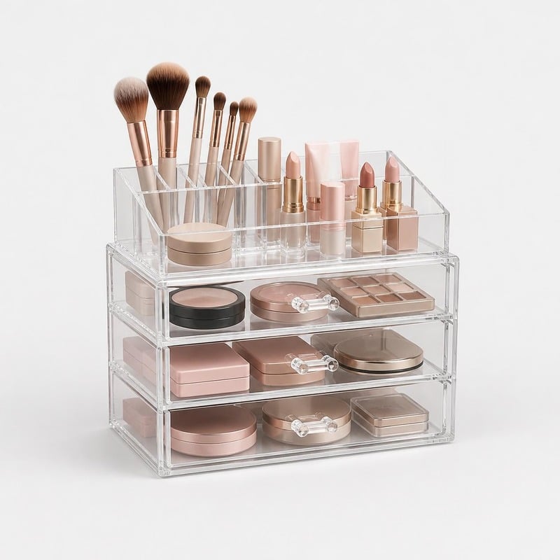 Vanigo 3-Layer Acrylic Cosmetic Organiser with drawers