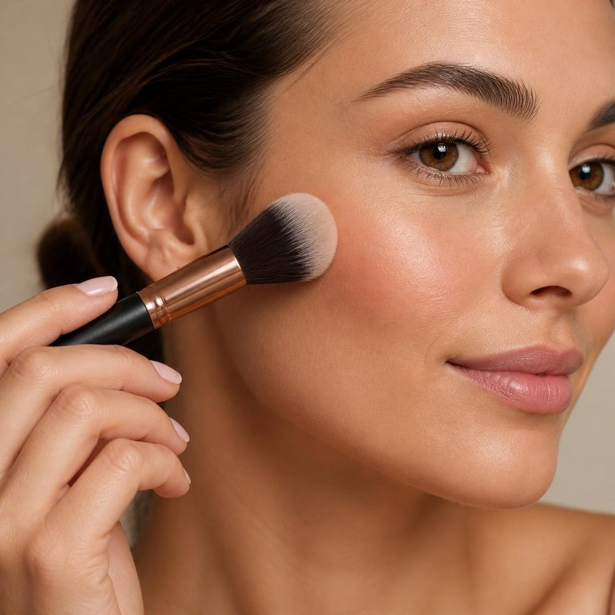 Applying blush with the brush