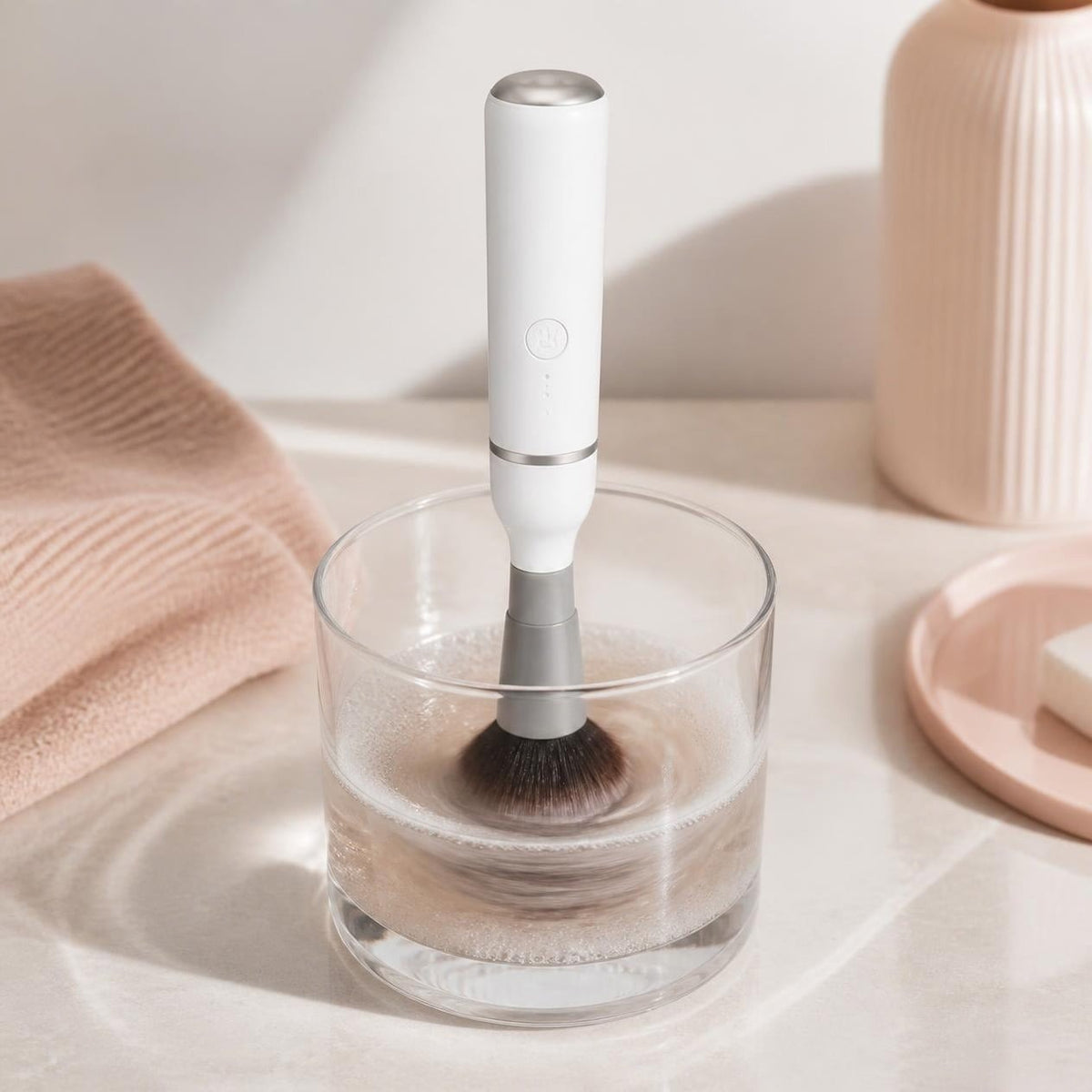 Brush spinning in soapy water