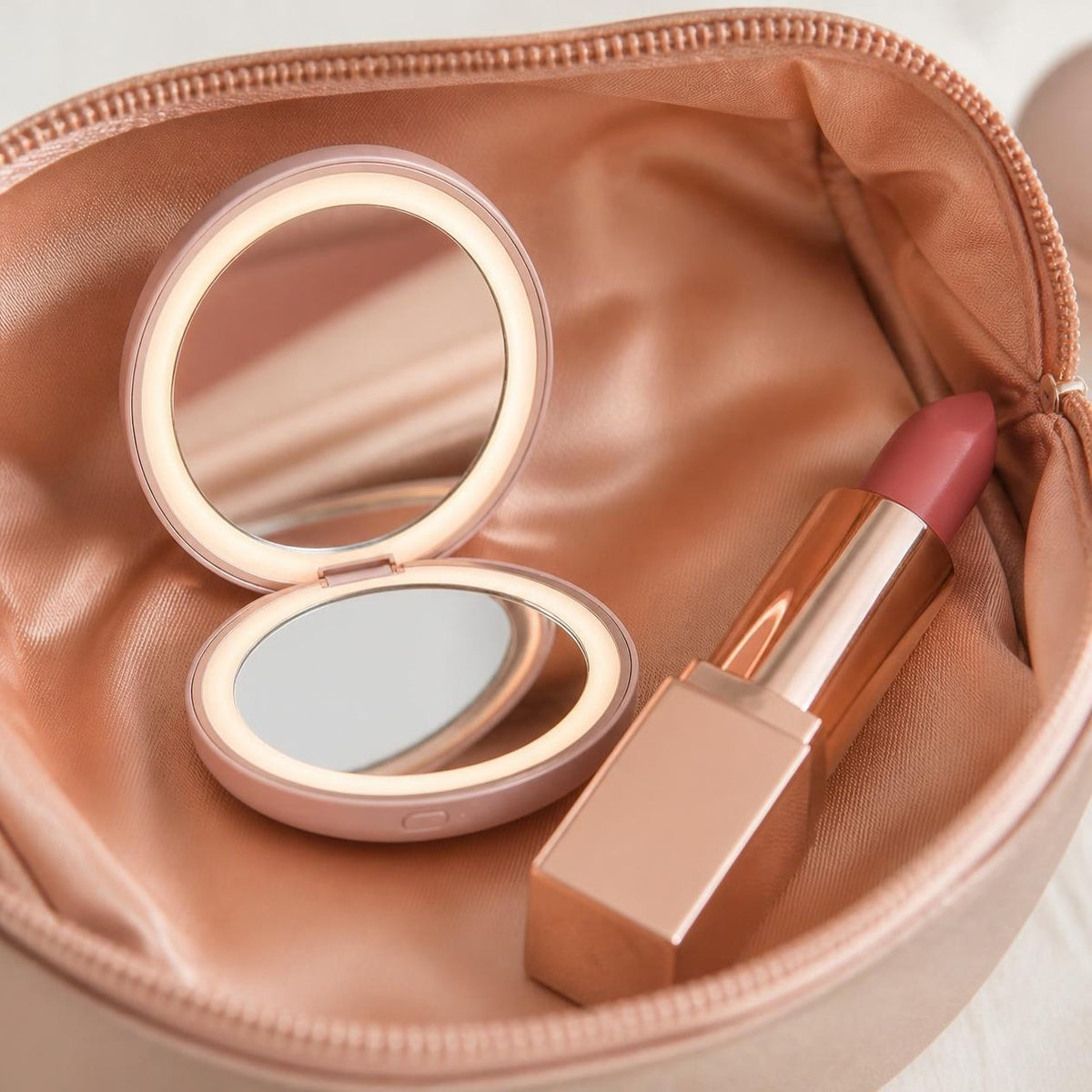 In a clutch with a lipstick