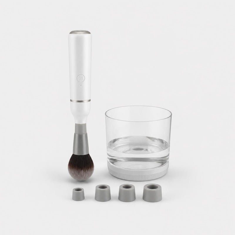 Vanigo Electric Makeup Brush Cleaner with cleaning bowl and collars