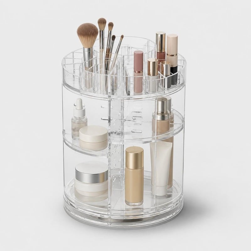 Vanigo 360 Rotating Makeup Organiser in clear acrylic